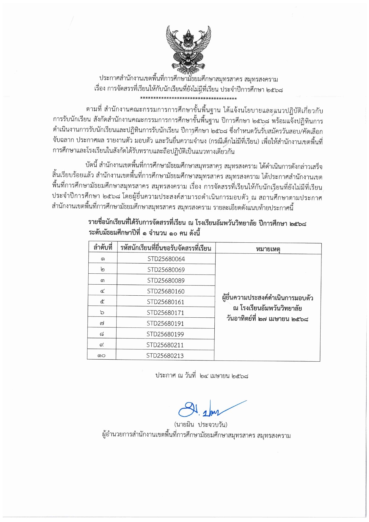 LINE ALBUM ไฟล์รูปประกาศจัดสรรที่เรียน 250424 27