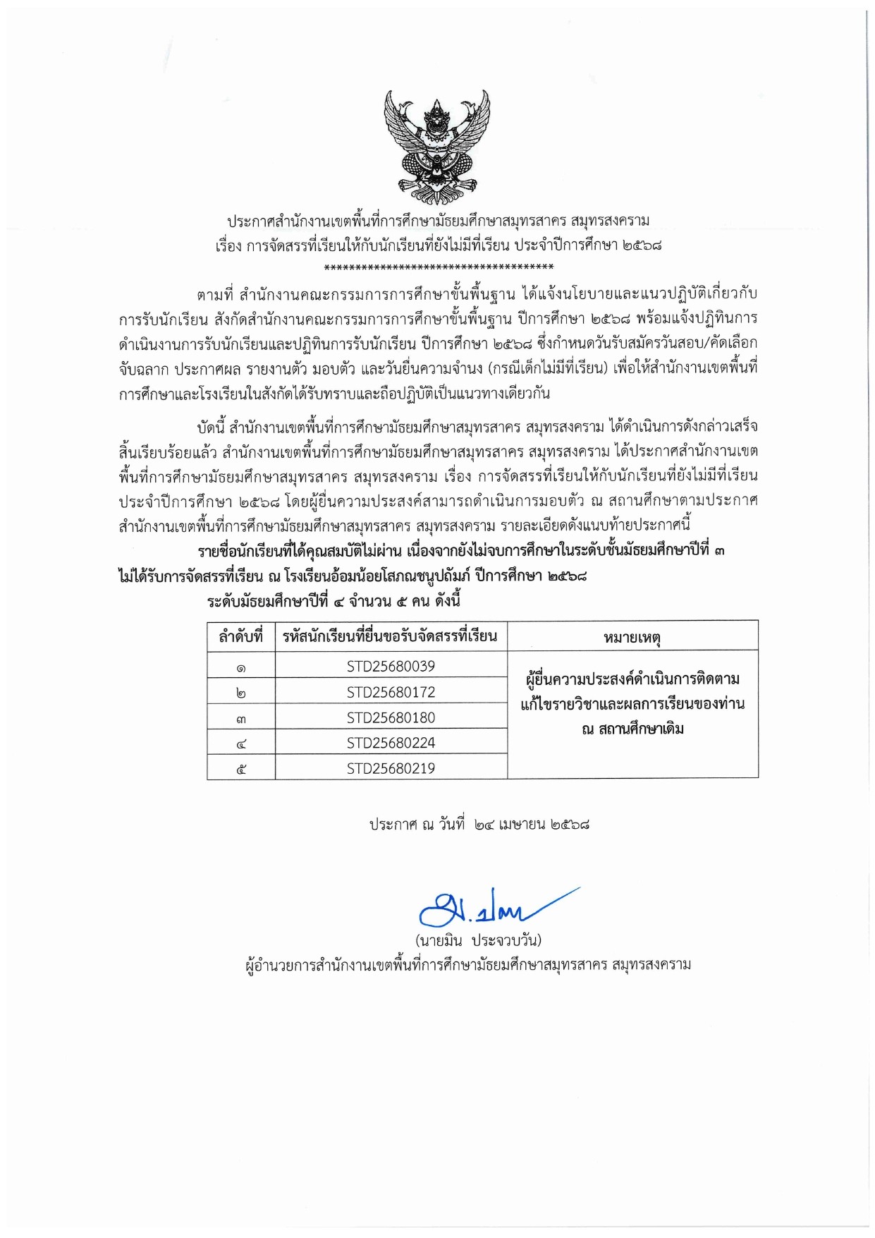 LINE ALBUM ไฟล์รูปประกาศจัดสรรที่เรียน 250424 9