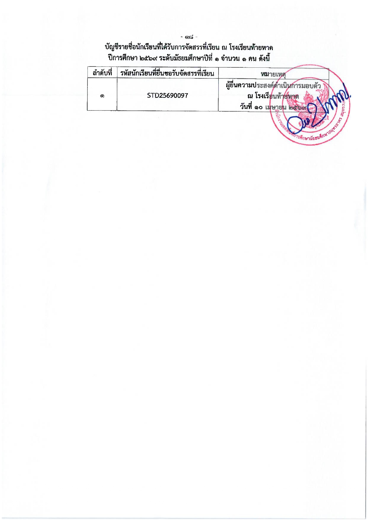 ลงนามประกาศจัดสรรที่เรียน ปี69 page 0019